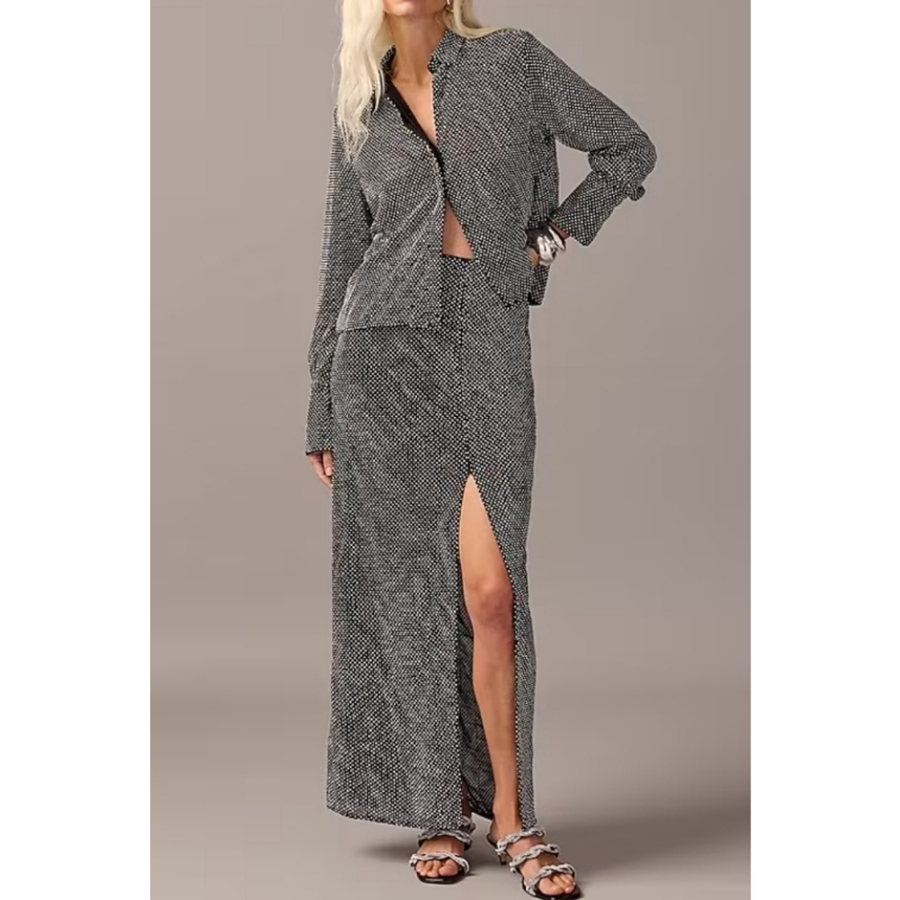 J.Crew Collection Side-Slit Rhinestone Skirt - Picture 4 of 15